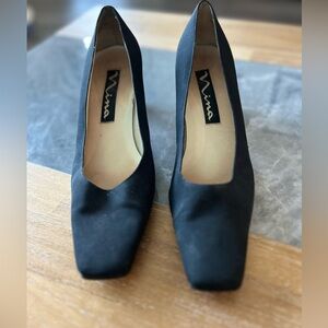 Nina black taffeta heels